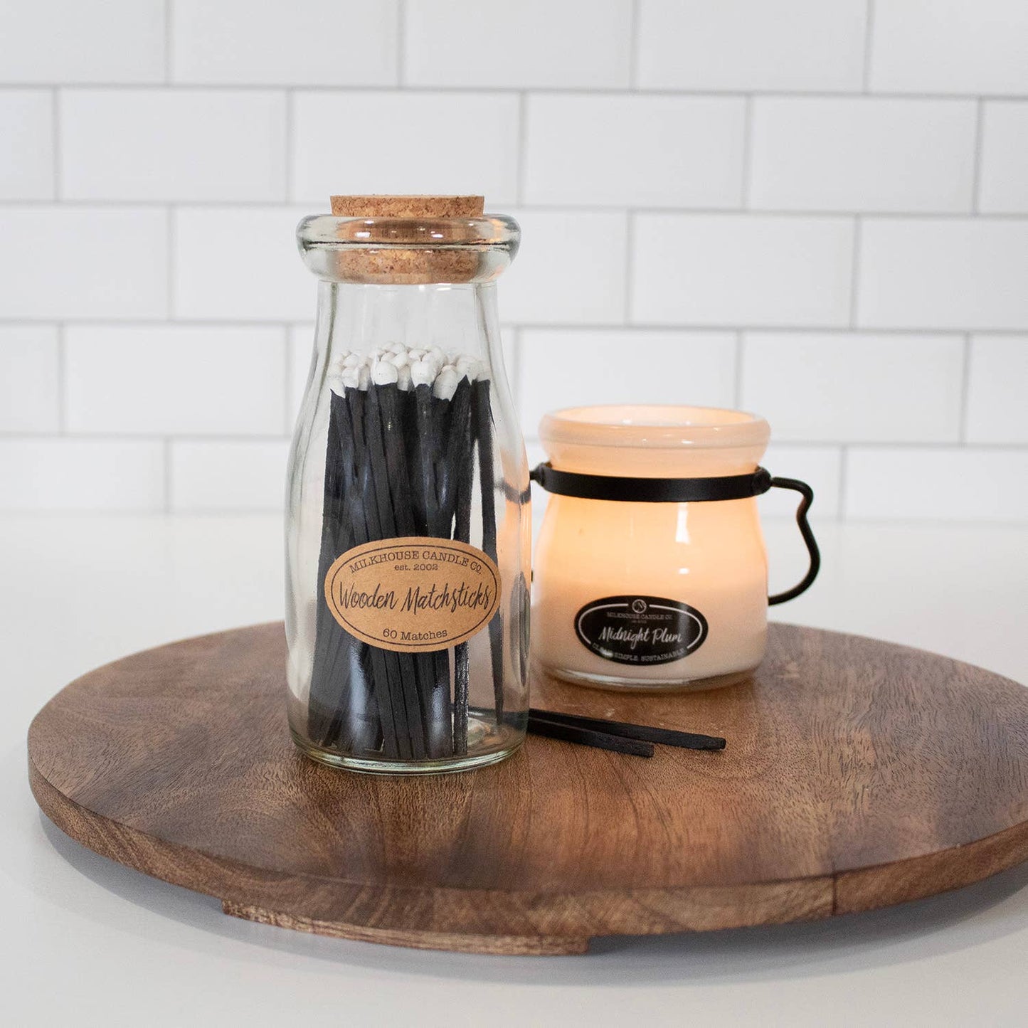 Wooden Matchsticks in a Milkbottle
