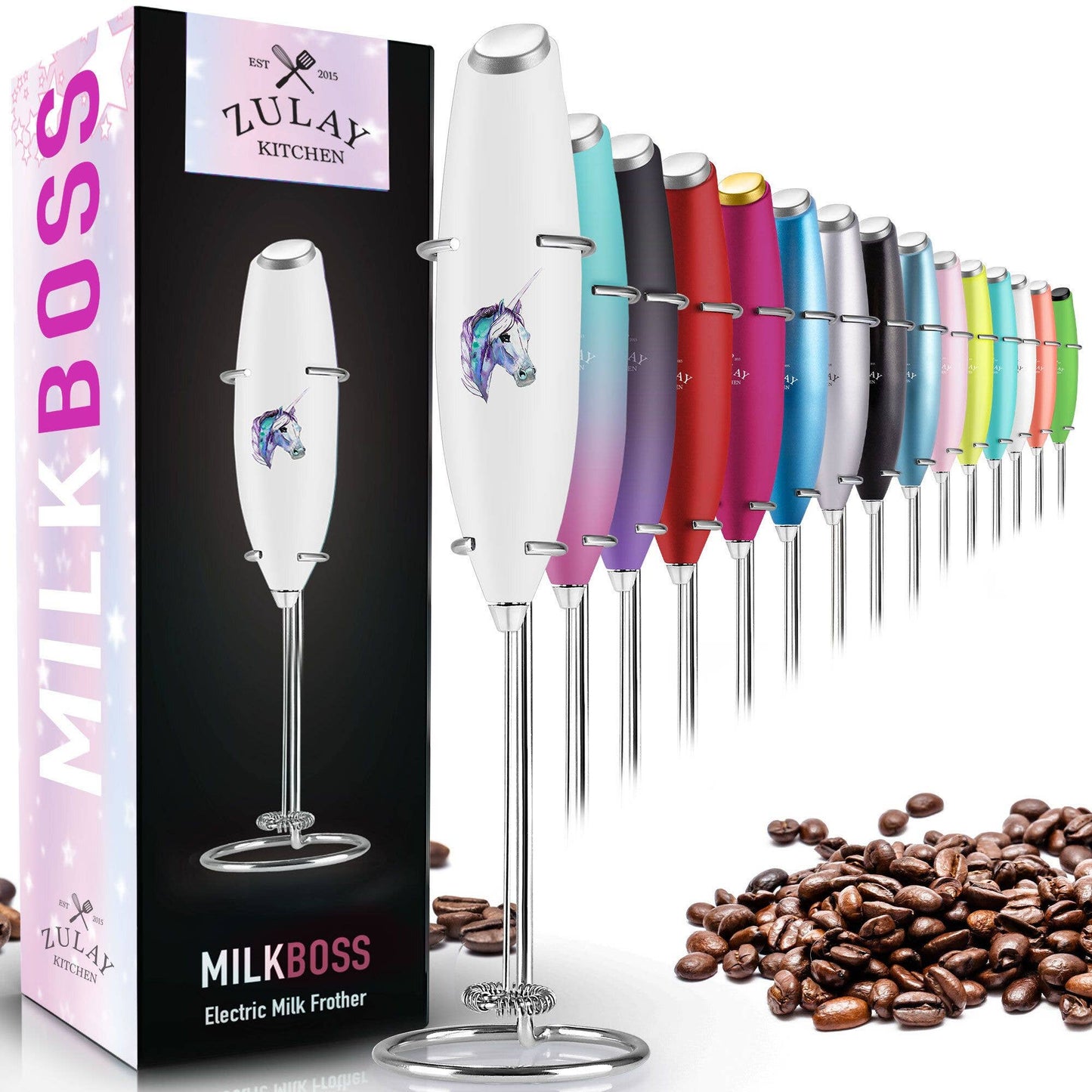 Powerful Handheld Milk Frother: Pop Green/Purple