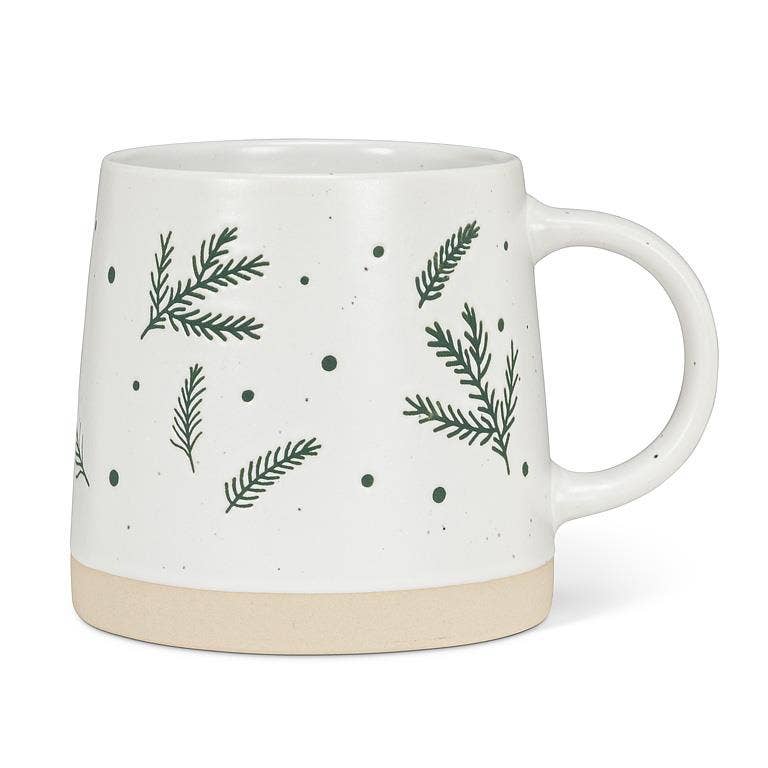 Wide Base Mug with Pine Branches-3.5"H(14oz)