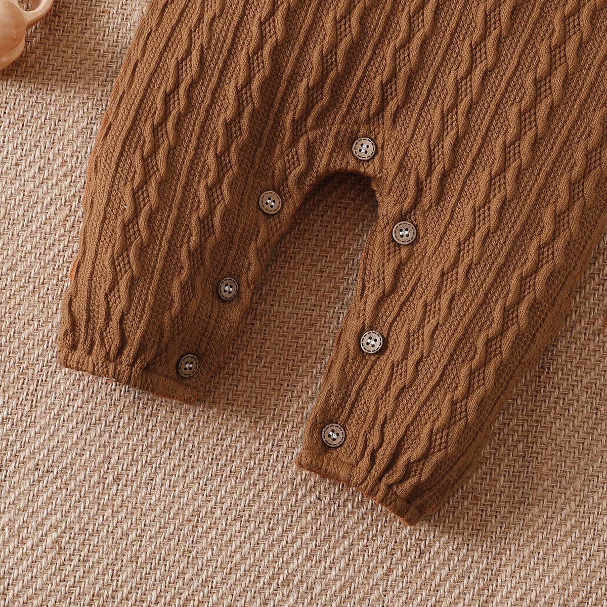 Solid Knitted Button Design Long-sleeve Baby Jumpsuit: 12-18 Months / White