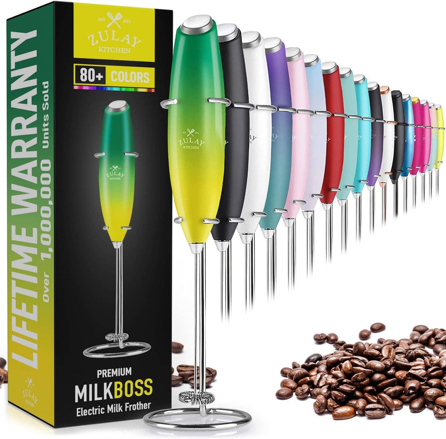 Powerful Handheld Milk Frother with Stand: Teal