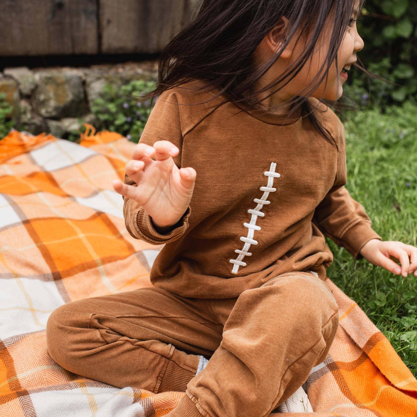 Acid Wash Football Toddler Sweatshirt Set: Hunter / 5 Toddler