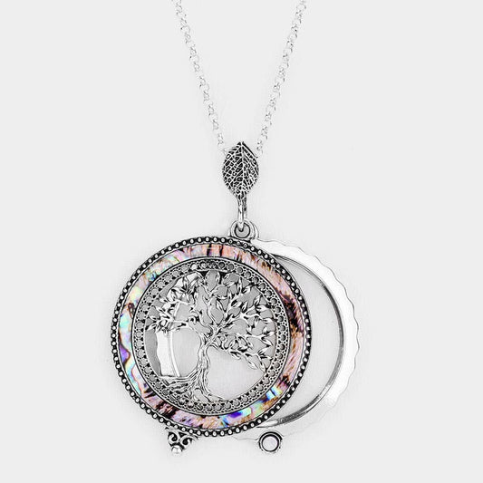 Tree Of Life With Abalone 6 Times Magnifier Magnifying Glass: Antique Silver
