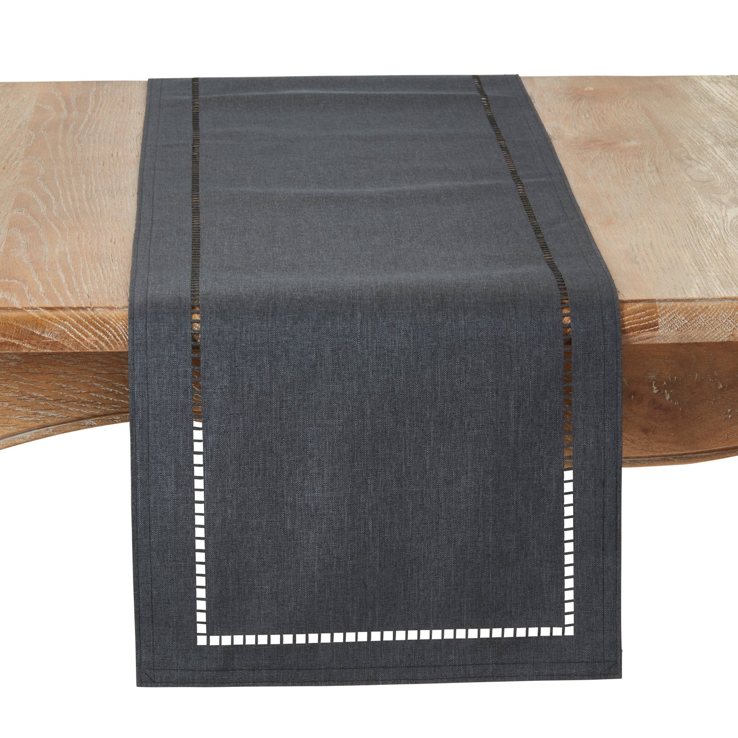Laser-Cut Hemstitch Runner: Charcoal / 14"x54"
