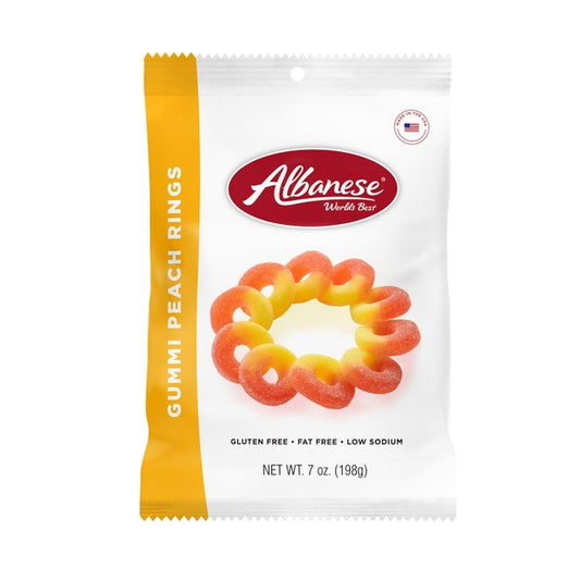 CANDY GUMMI PEACH RINGS 7OZ