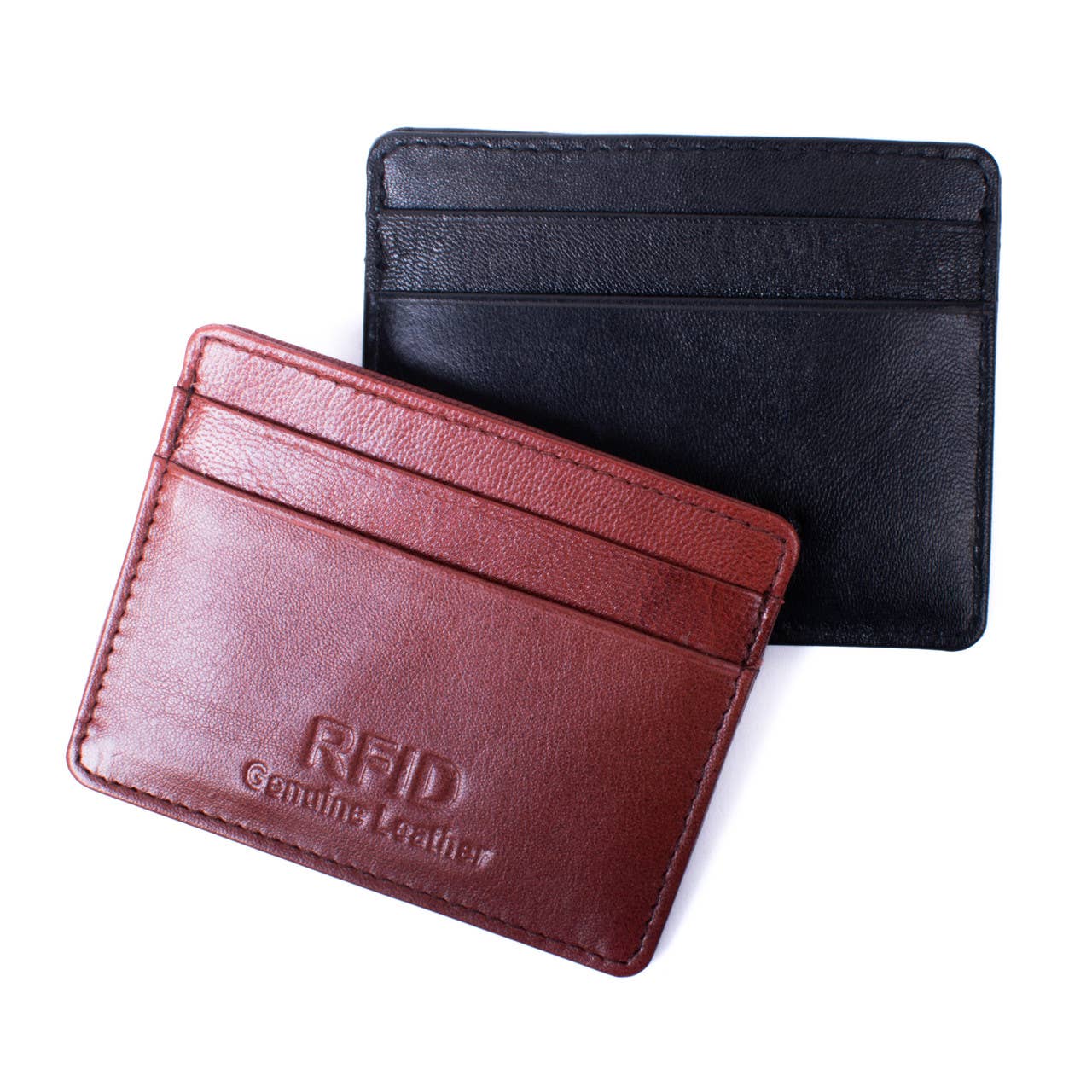 RFID Men's Genuine Leather Card Wallet-19CC: Brown
