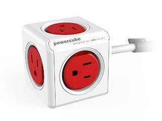 PowerCube Extended - 5 Outlets Surge Protector 5ft Cord: Red