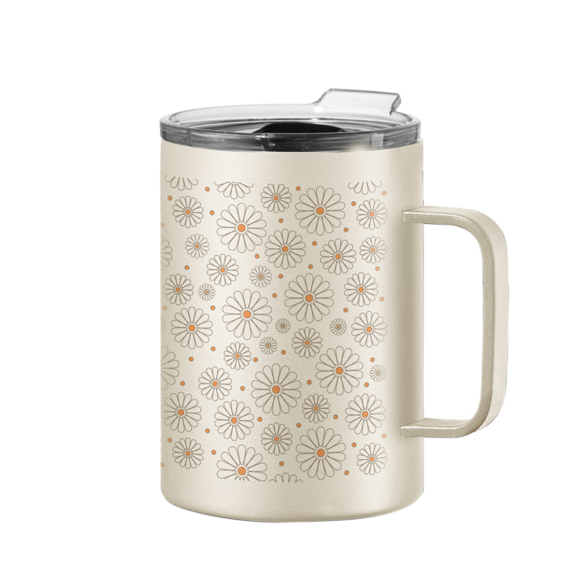 Oggi Thermomug Insulated Double Walled Mug with Lid - Daisy