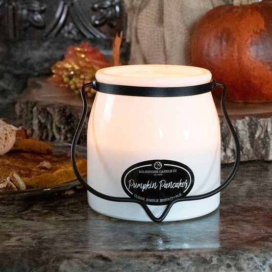 16 oz Butter Jar Soy Candle: Pumpkin Pancakes, By Milkhouse