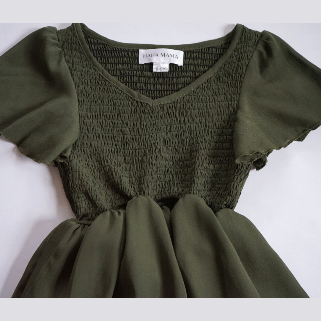 Dark Green Chiffon Dress - Child: 4-5T