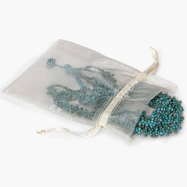 Organza Sheer Bags with Satin Drawsting Ribbon : Ivory / 10 Pack / 4x6"