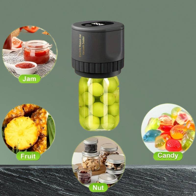 Mason Jar Vacuum Sealer Electric for Wide and Regular Mouth Includes 5 Wide 5 Regular Lids Black: Black