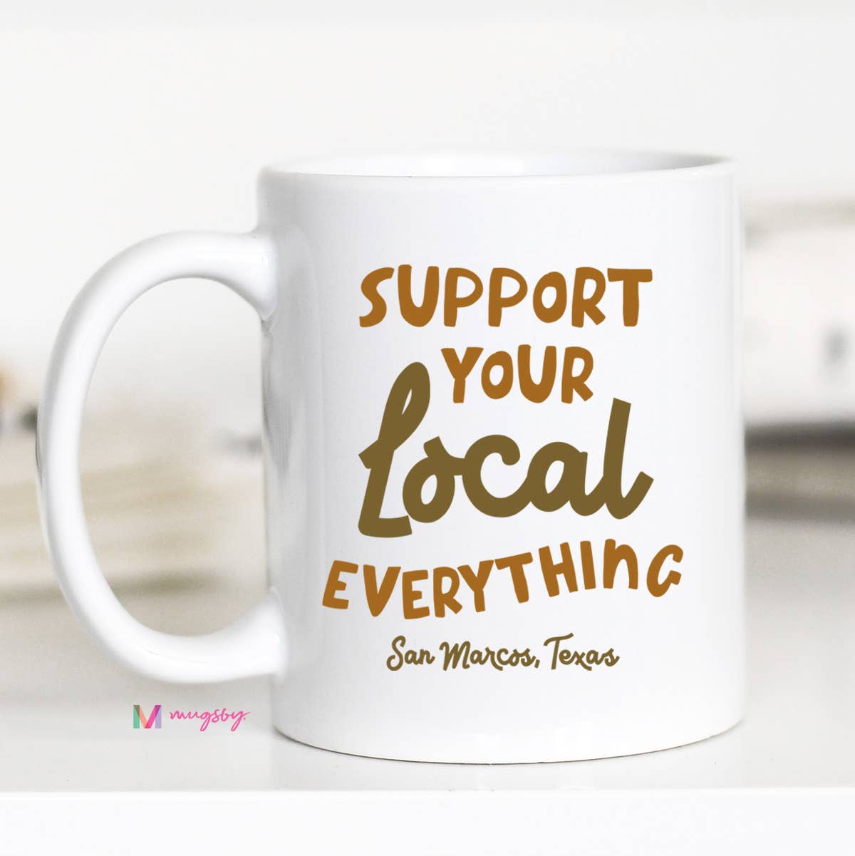 Retro Support Your Local Everything Personalized Mug, City: All White / 11oz