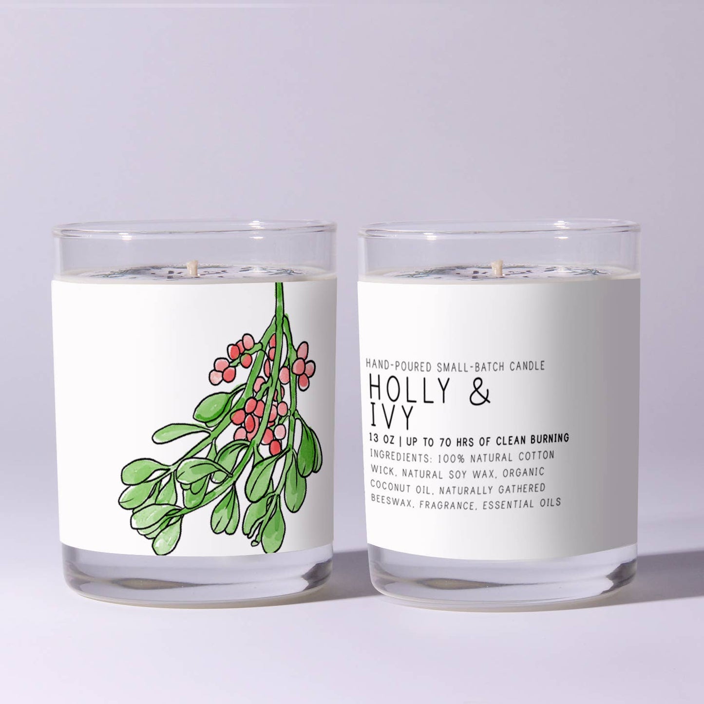 Holly & Ivy - Just Bee Candles: 7 oz (up to 40 hrs of clean burning)