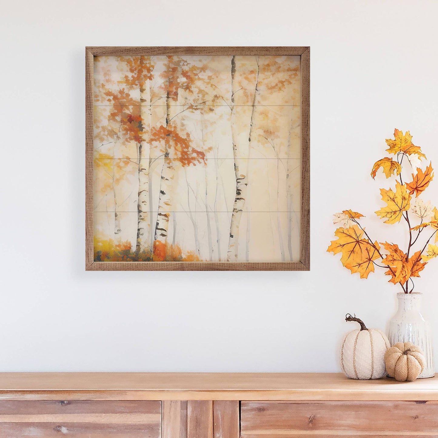 Three Fall Birch Trees In The Forest: 12 x 12
