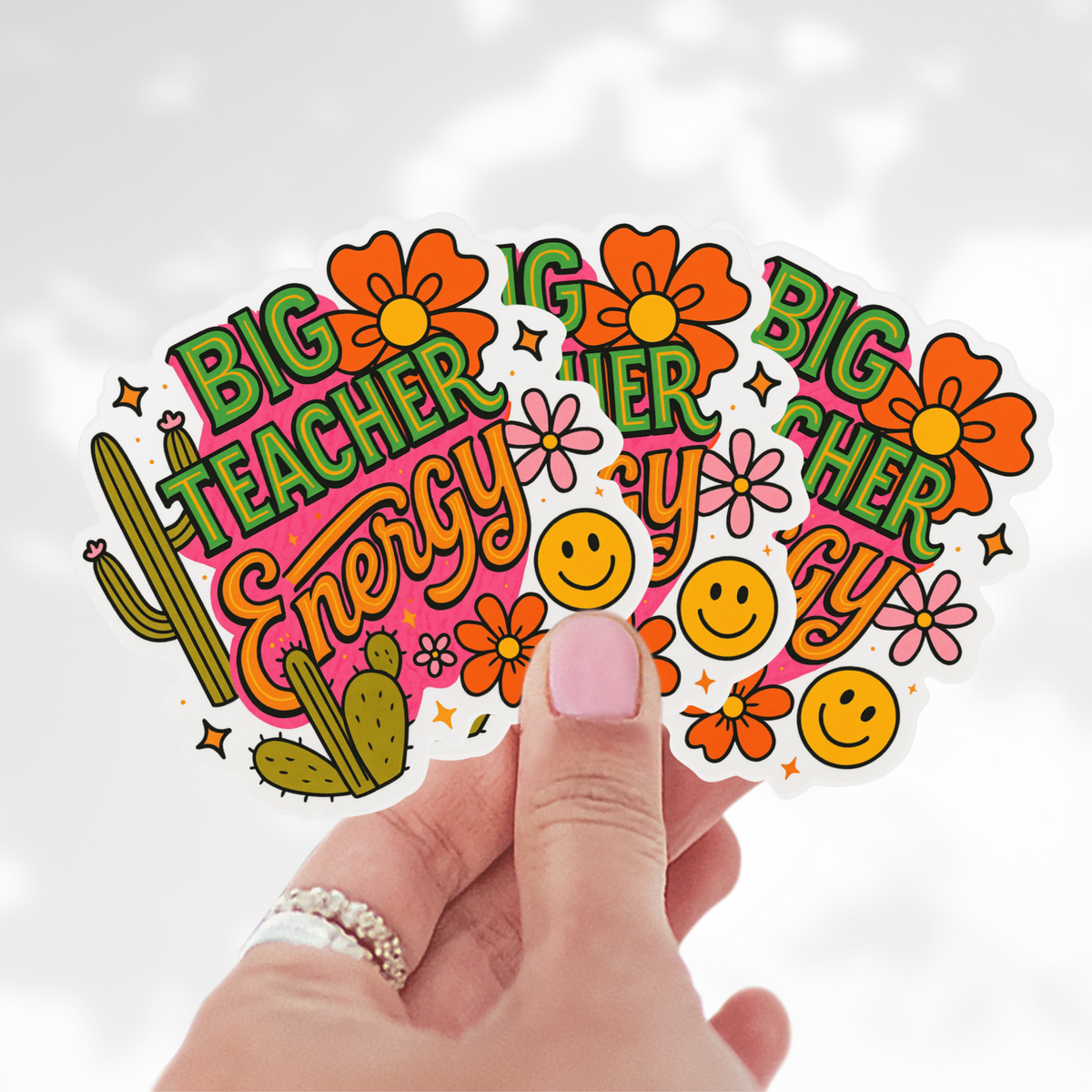 Big Teacher Energy Sticker, Fun Gift for Educators Decal