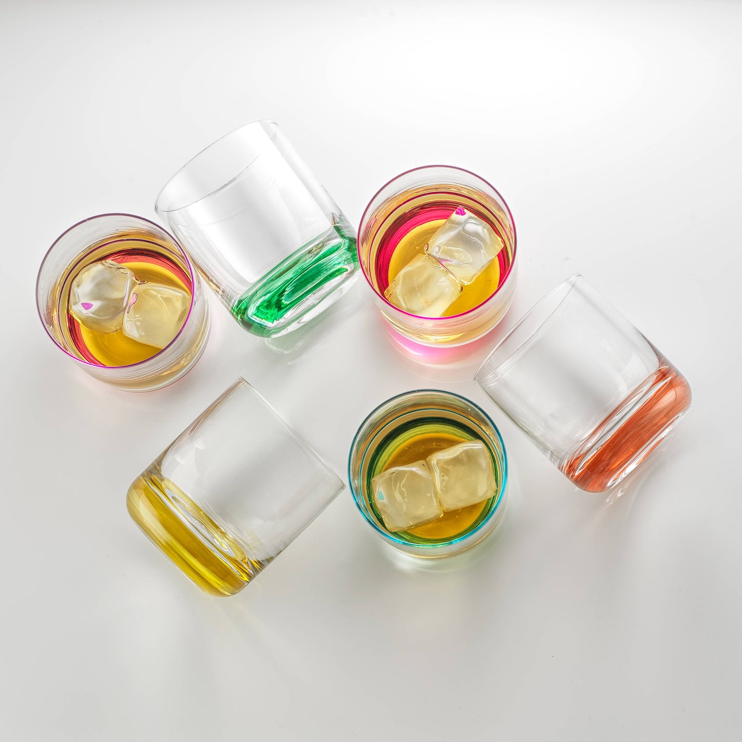 Hue Colored Whiskey Tumbler Glasses, Set of 6