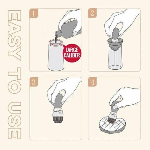 Perfectly drip Oil bottle with silicone brush Pastry steak L: 1 Pack(Mix & Match Colors)