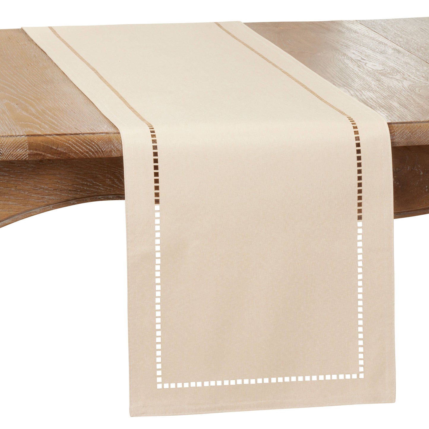 Laser-Cut Hemstitch Runner: Green / 14"x54"