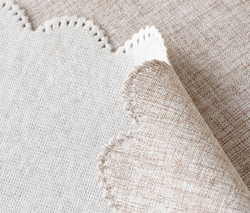 Natural Scalloped Border Wrinkle-Free Tablecloth: 56"x40"