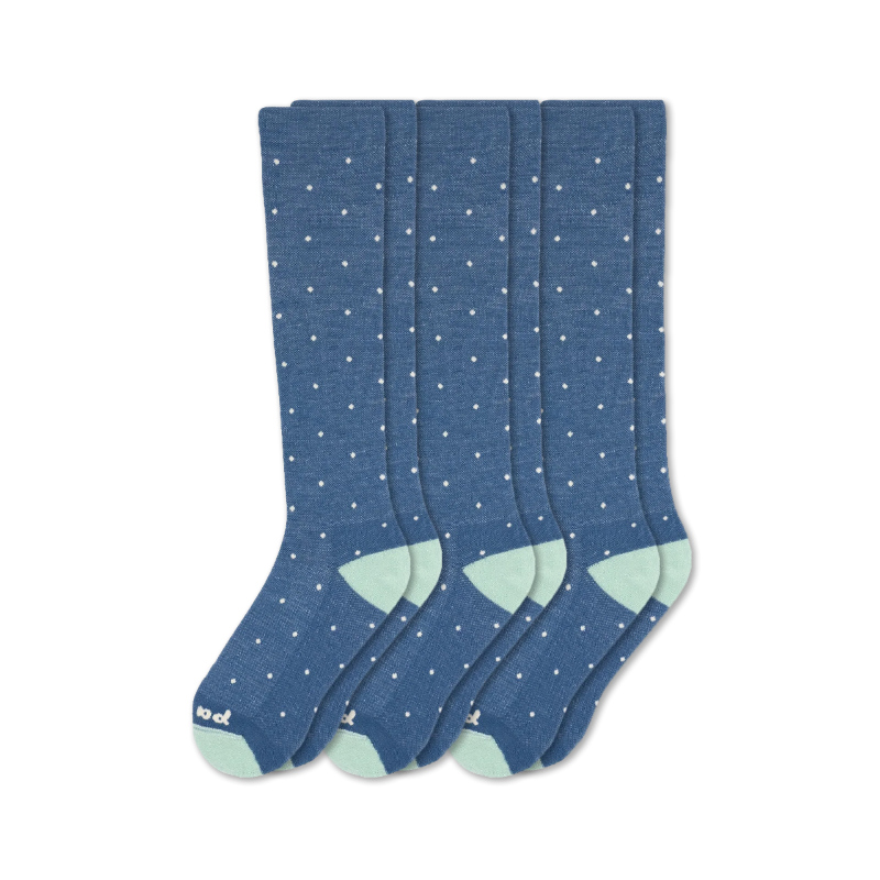 Women's Compression Socks: SOLID/Black & POLKA/Gray/Charcoal & THIN STRIPE/Black / Small / Medium (US: 5 - 8)