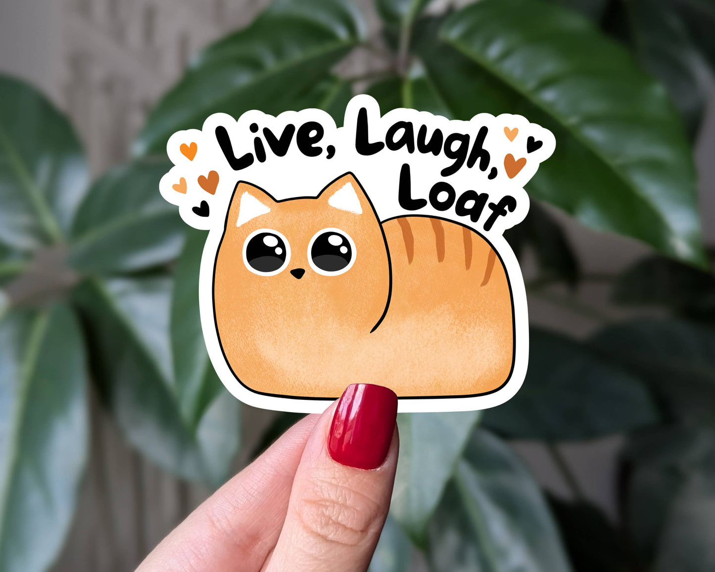 Live laugh loaf, funny cat loaf vinyl sticker: Loose