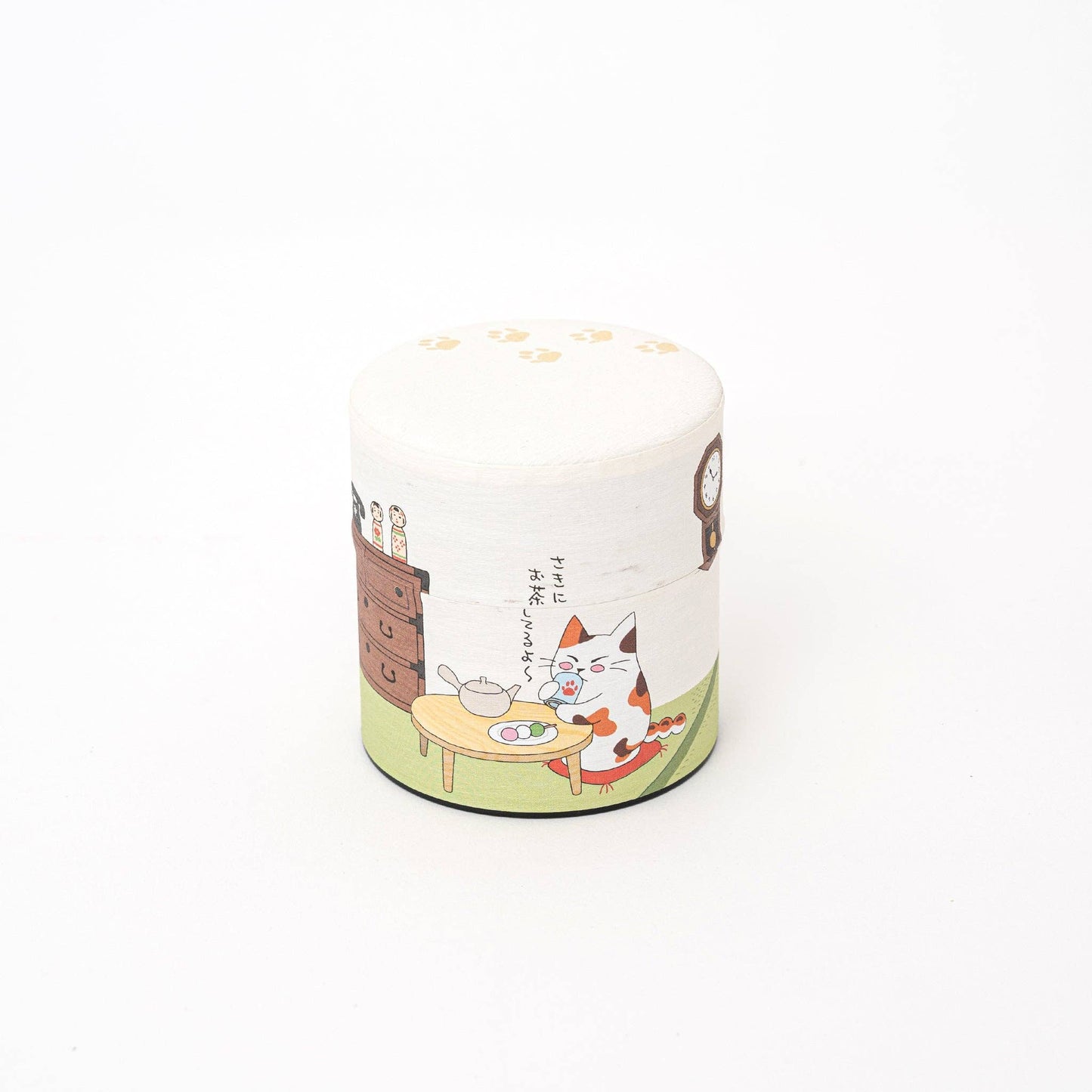 Washi Tea Canister - 5 Patterns: Cat - Want to have tea?