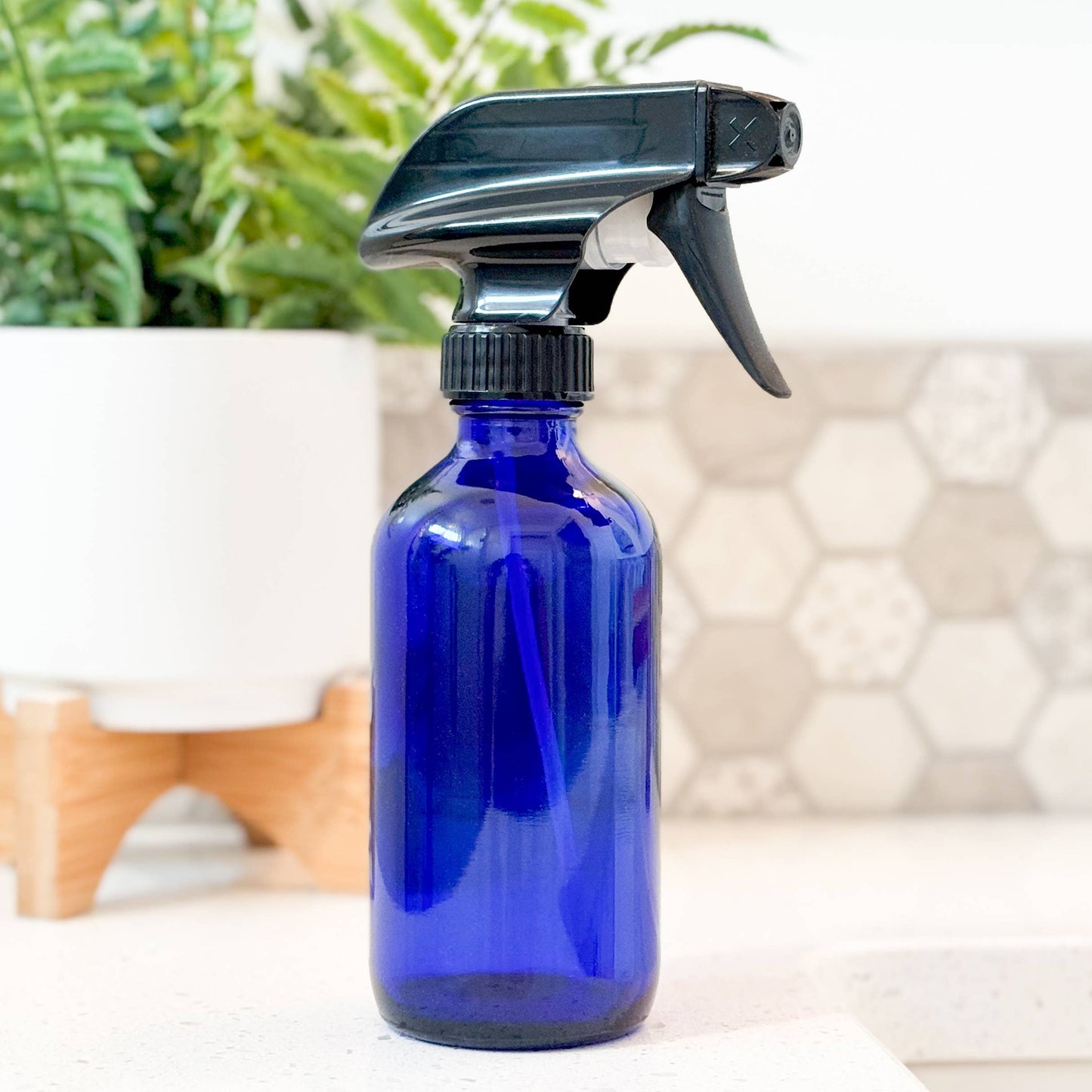 8oz Empty Blue Glass Spray Bottle