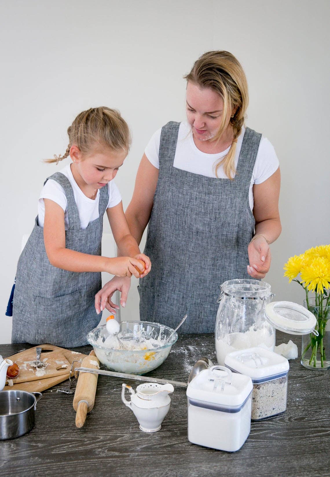 Linen Pinafore ( Japanese Apron): Marine blue / One Size ( US 14 and up or for oversized/loose look)