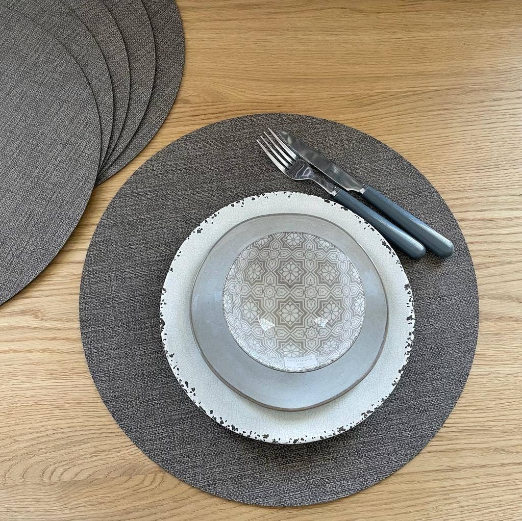 Novotela Texture Placemat Rectangular, Round, Stone: Toffee / Rectangular