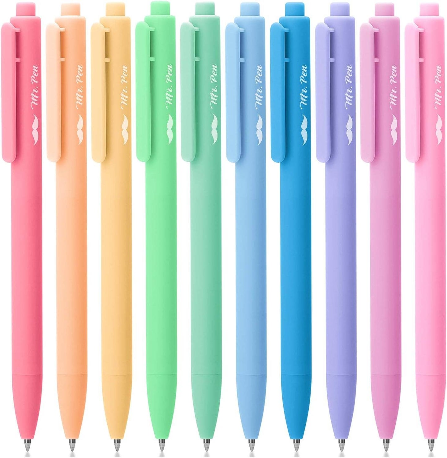 Retractable Gel Pens, 10 Pack, Color Ink, 0.7mm