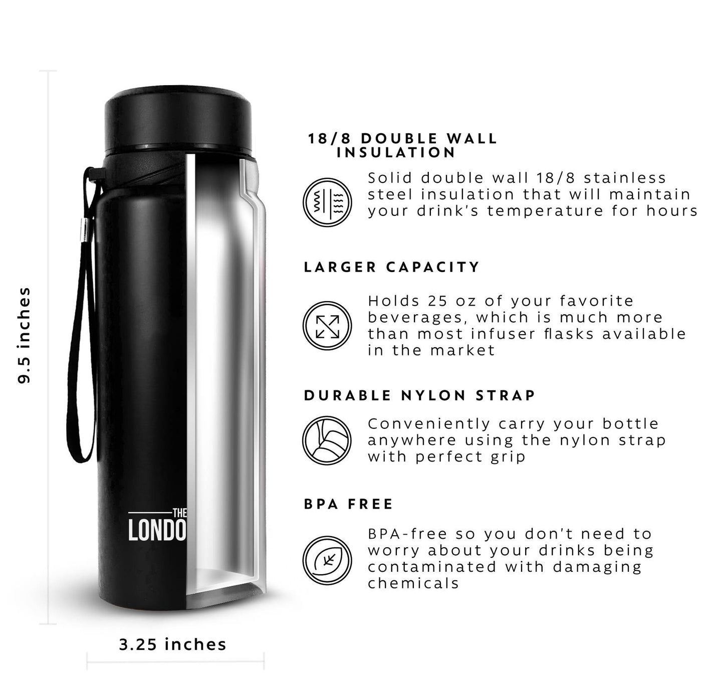 London Sip Tea Infuser Bottle 25oz: Safari Beige