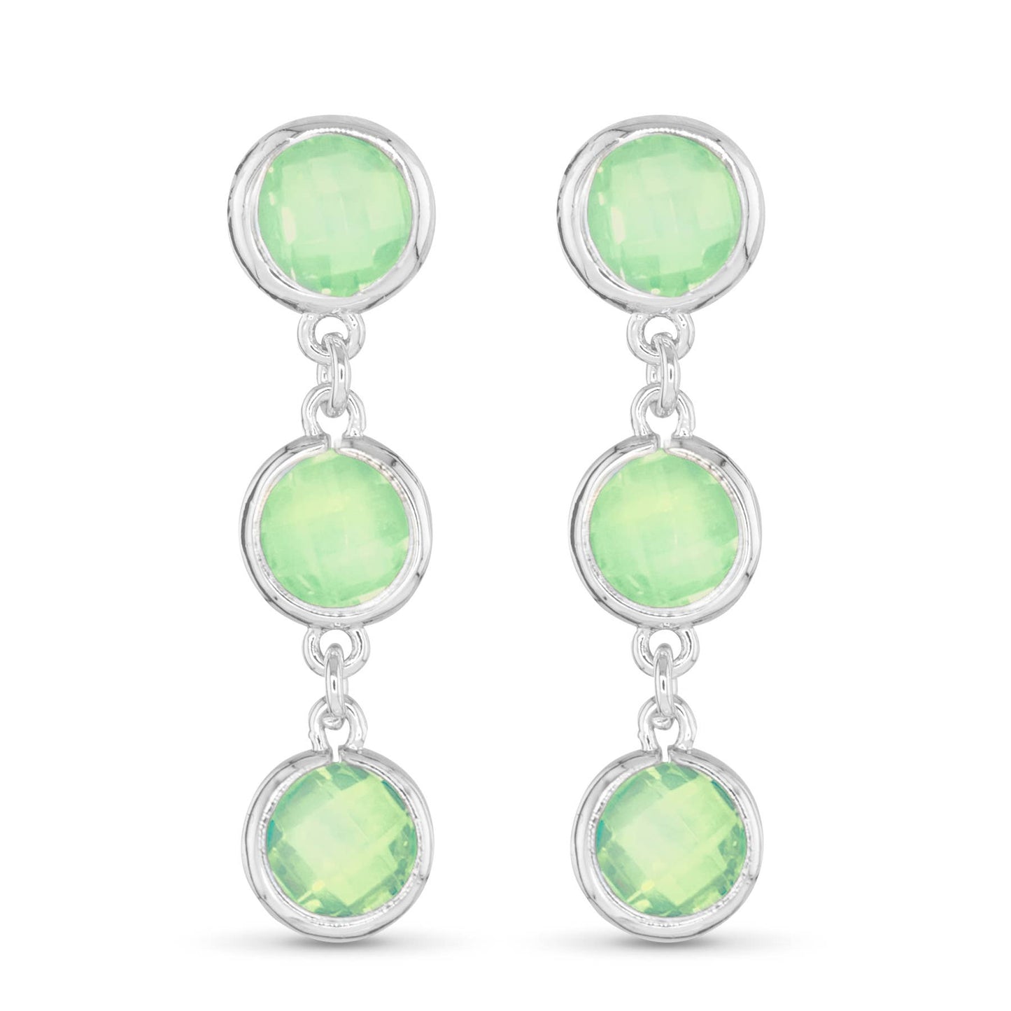 Faceted CZ Earrings | Ice Blu Collection: Milky White / Sterling Silver Dipped