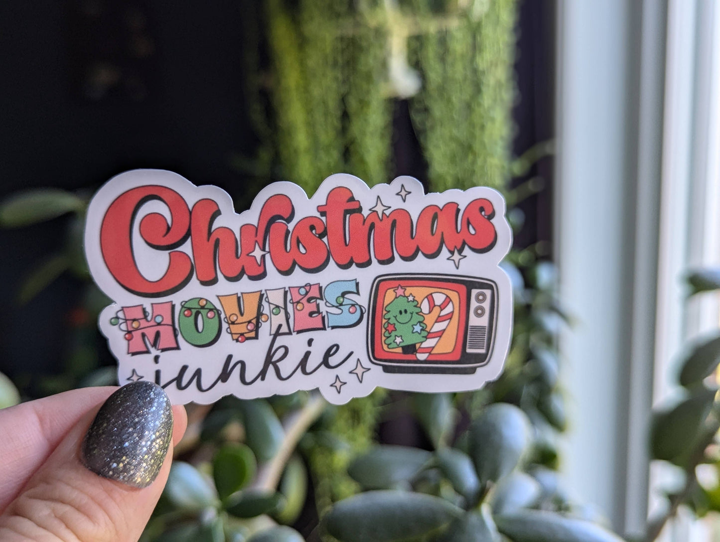 Christmas movies junkie vinyl sticker, 80s 90s nostalgia: Loose
