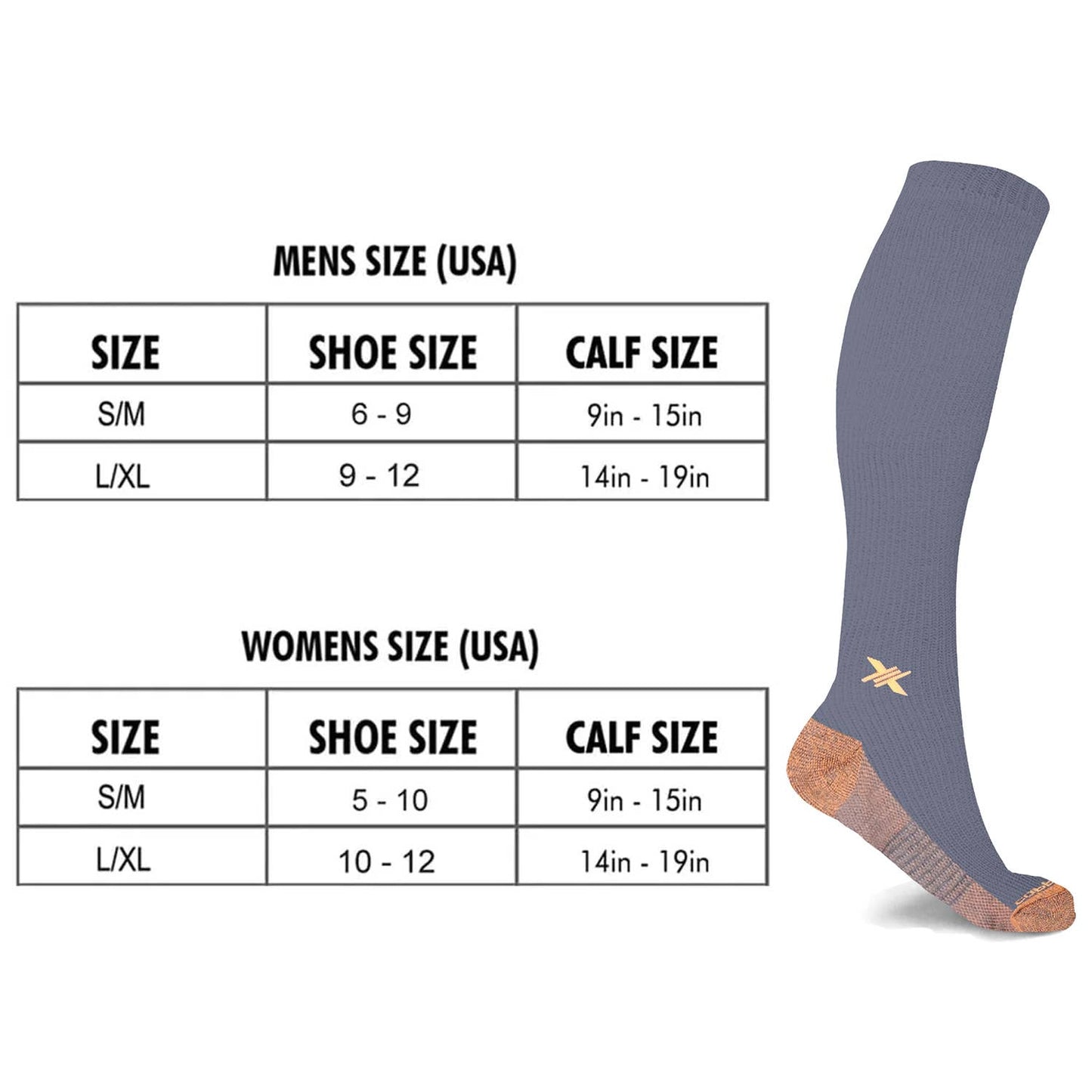 COPPER COMPRESSION SOCKS ~ ASSORTED STYLES/SIZES