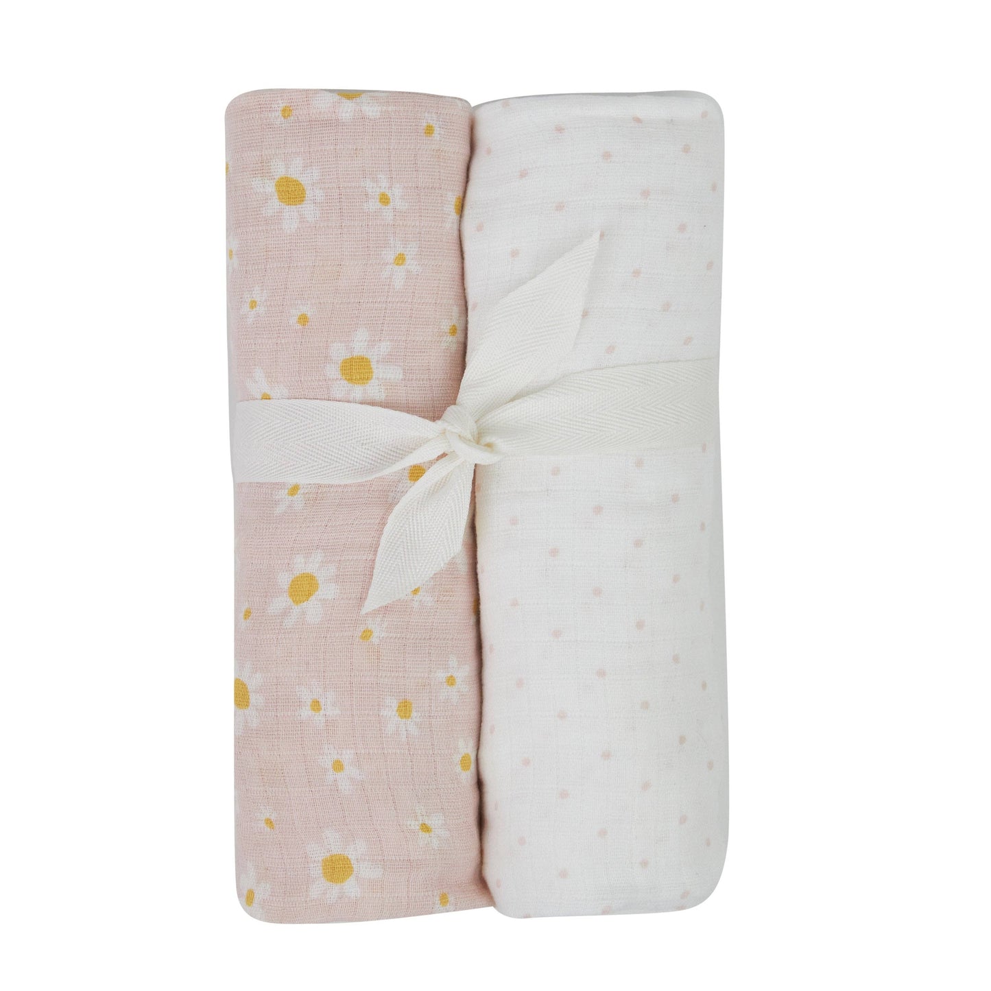 Chickpea Love Swaddle Baby Blanket 100% Muslin Cotton Baby Girl Gift Pack: Floral & Polkadot / 36x40