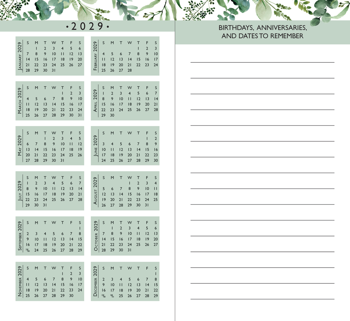 2027-28 Eucalyptus 2-Year Pocket Planner