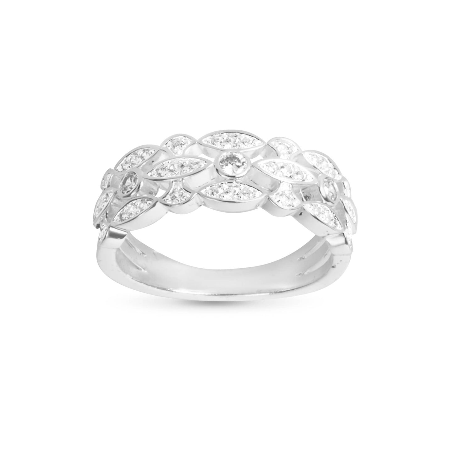 Silver CZ Braided Ring: 8