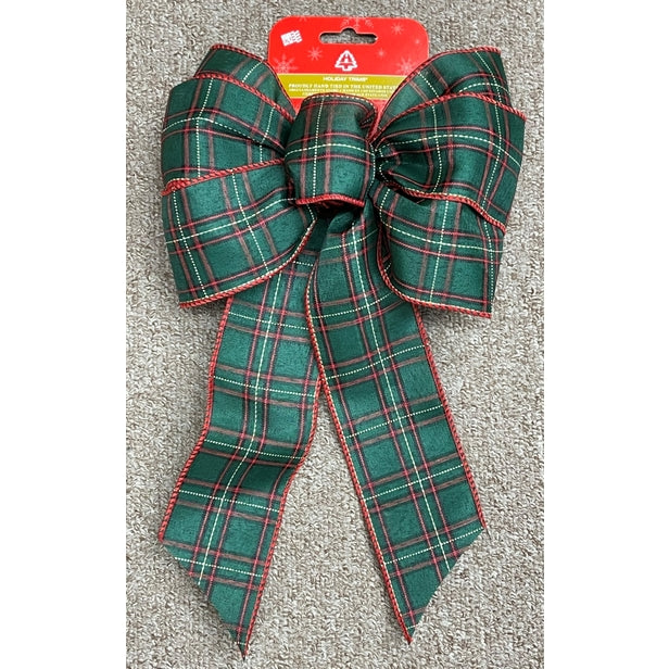 Plaid Green Bow 8.5x14IN - 7 Loop