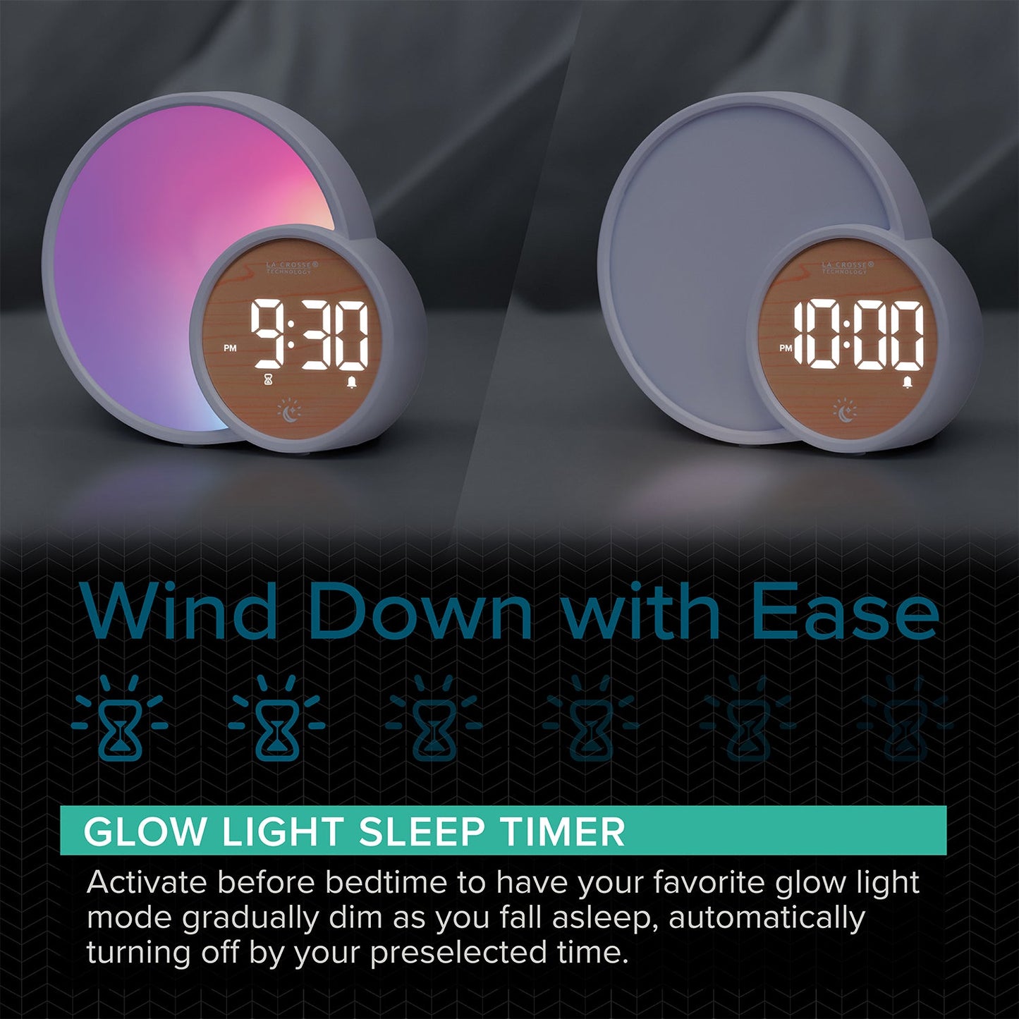 L'Eclipse Light Assist Digital Alarm Clock with Glow Light