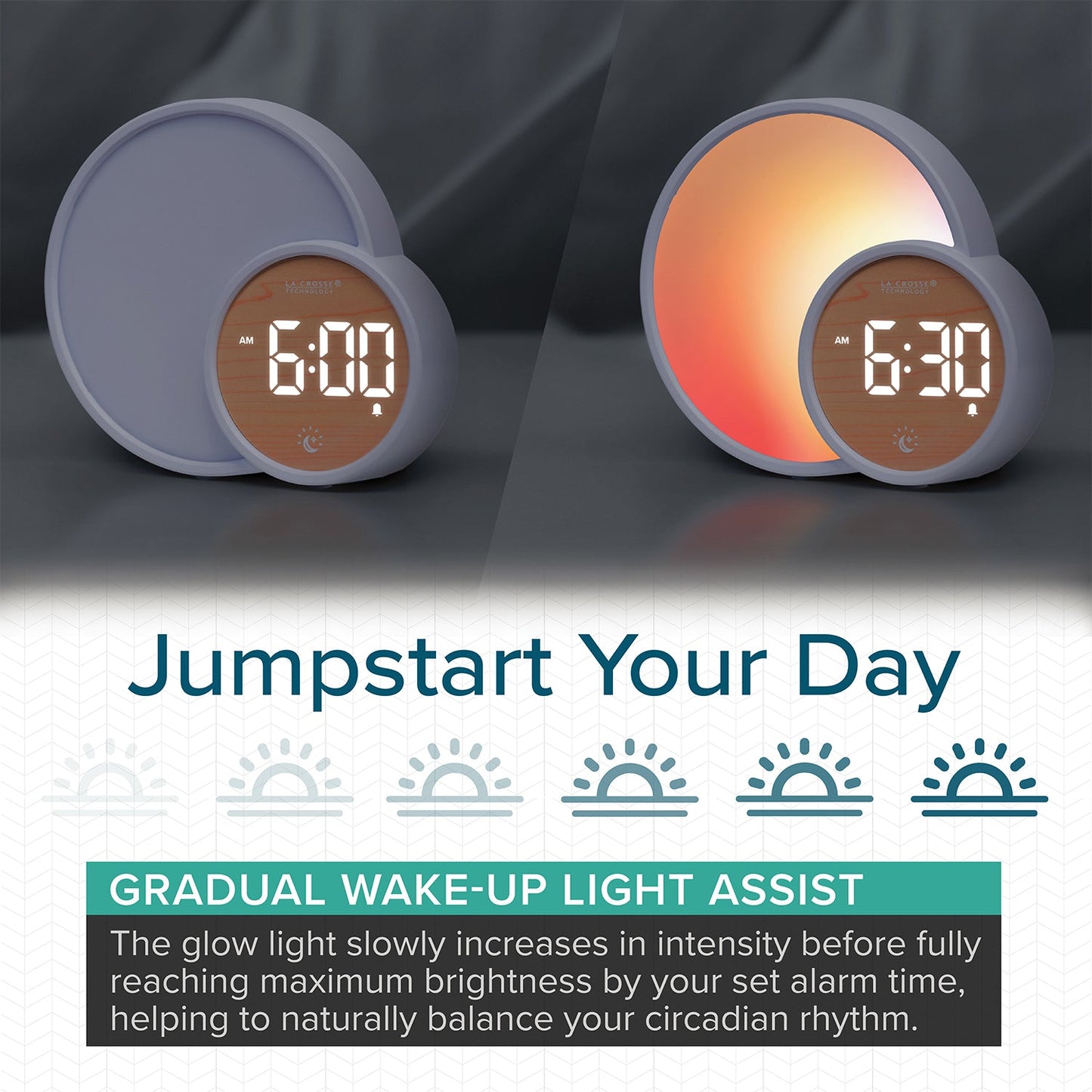 L'Eclipse Light Assist Digital Alarm Clock with Glow Light