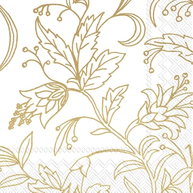 Golden Flower White Gold - Lunch Napkins
