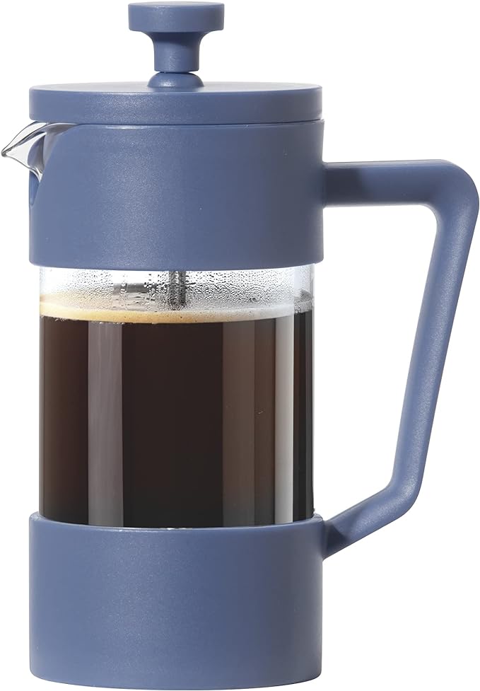 OGGI 3 CUP GLASS FRENCH COFFEE PRESS BLUE