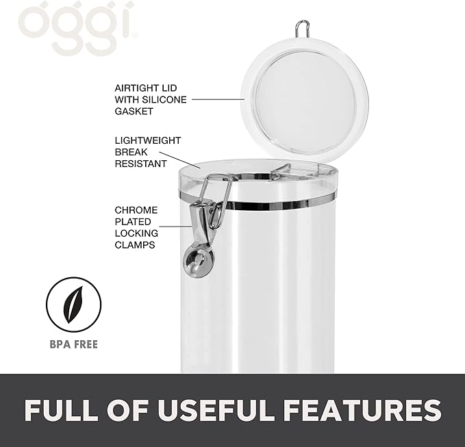 OGGI CLEAR CANISTER WITH SILICONE GASKET & SCOOP 59 OZ