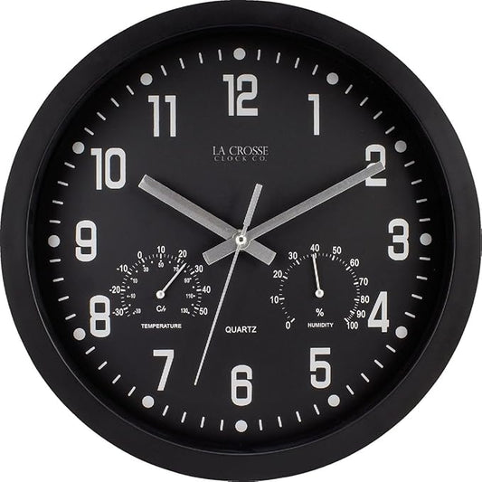 Wall Clock Analog 12IN Black