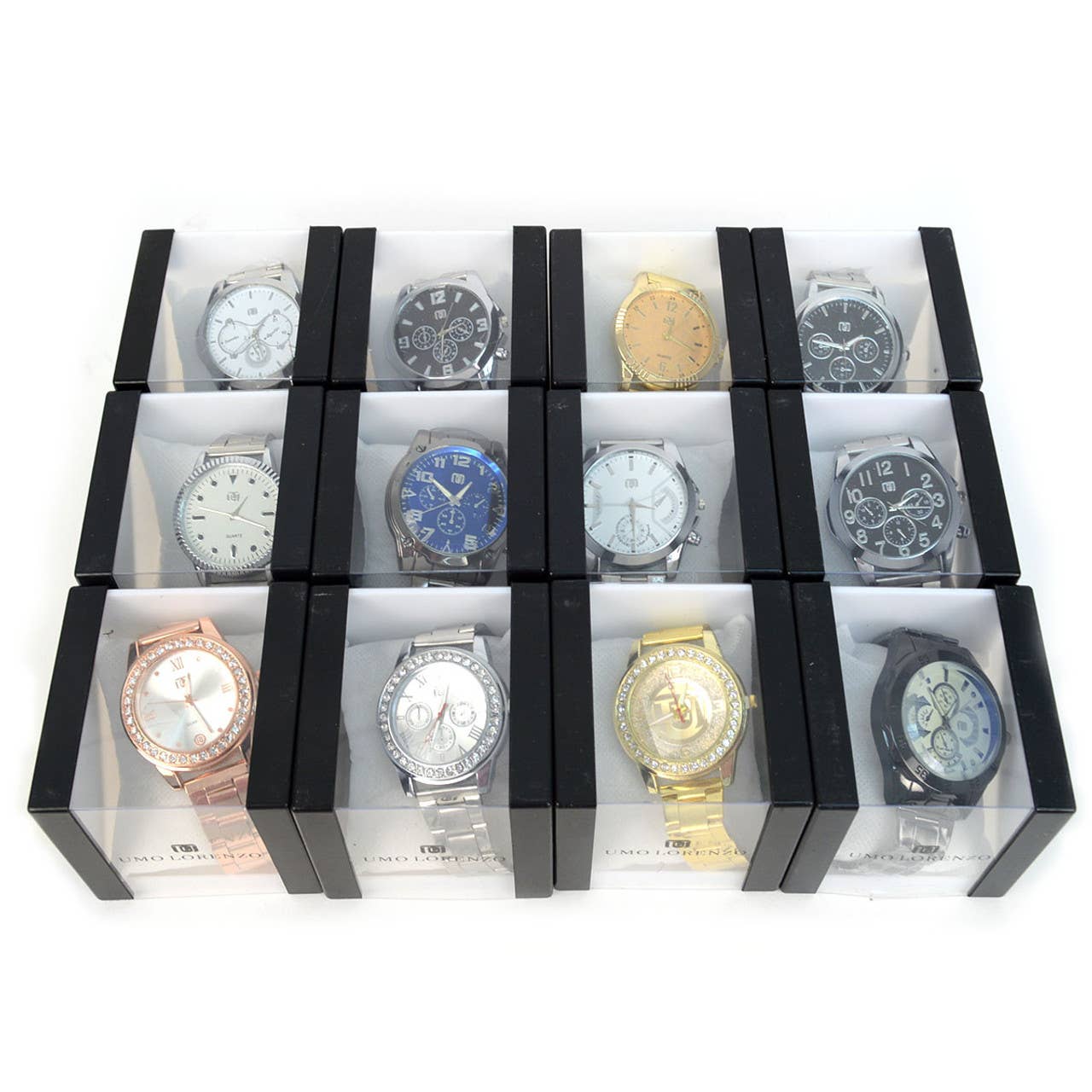 12pc Assorted Men's Dressy Boxed Watches