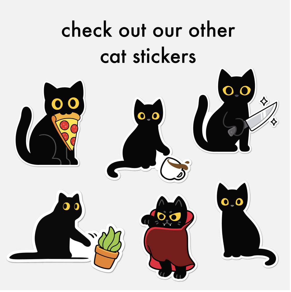 Sitting Black Cat Sticker - Cat Sticker