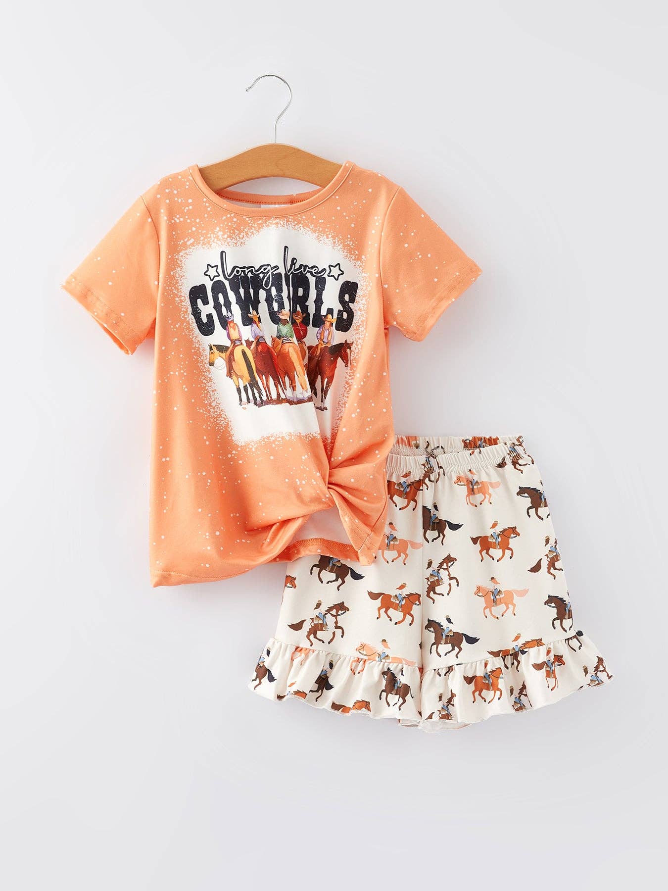 Western Girls Letter Print Outfits Set: 3-4Y