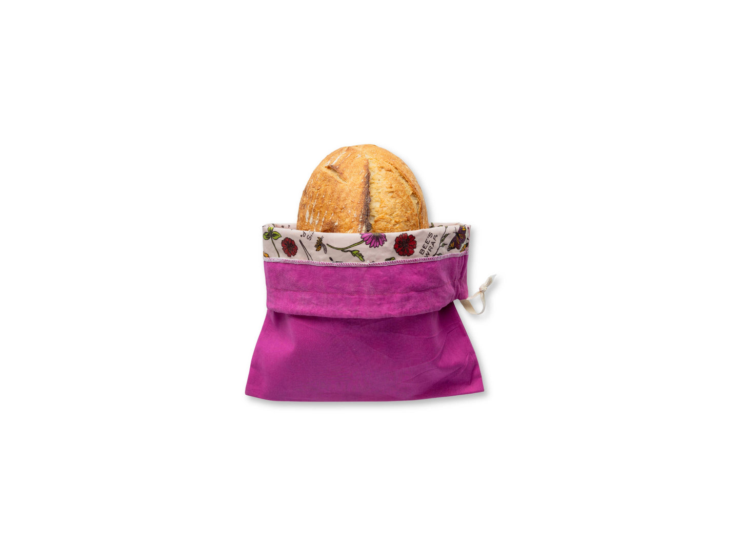 New! Artisan Bread Bag - Magenta, Meadow Magic lined