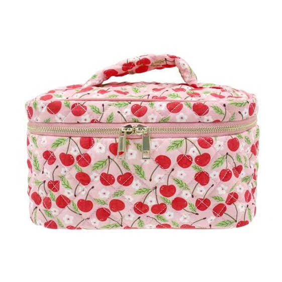 Karma Cherry Cherries Quilted Makeup Cosmetic Vanity Bag